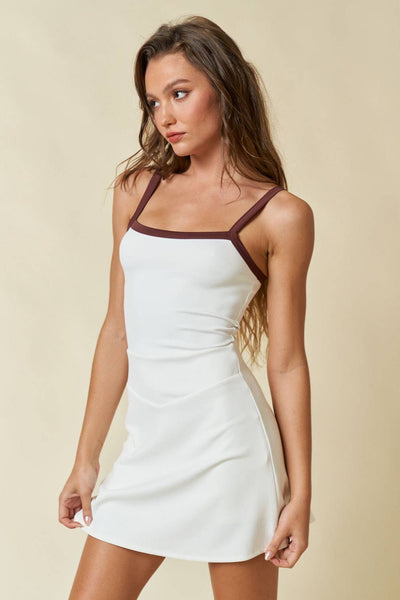 IBR30073 STRETCH CONTRAST TENNIS DRESS WITH UNDER SHORTS