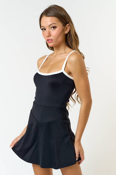 IBR30073 STRETCH CONTRAST TENNIS DRESS WITH UNDER SHORTS